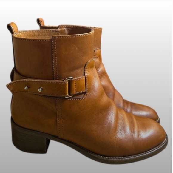 Women’s J. Crew Brown Leather Ankle Boots Size 7 - Picture 1 of 6